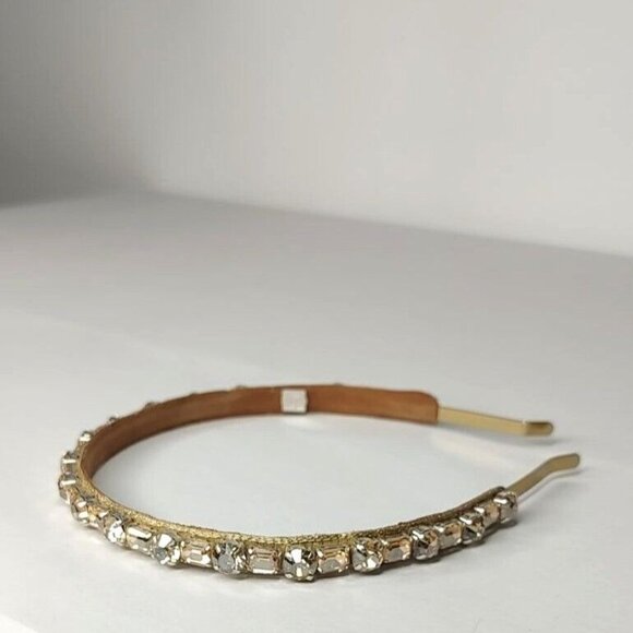 Anthropologie Deepa Gurnani Headband Crystals Gold Metal Party - Picture 3 of 9